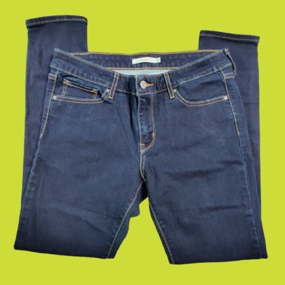 Levi’s 711 Skinny Jeans Women W31 L30 Dark Blue Stretch Mid Rise Denim Pants